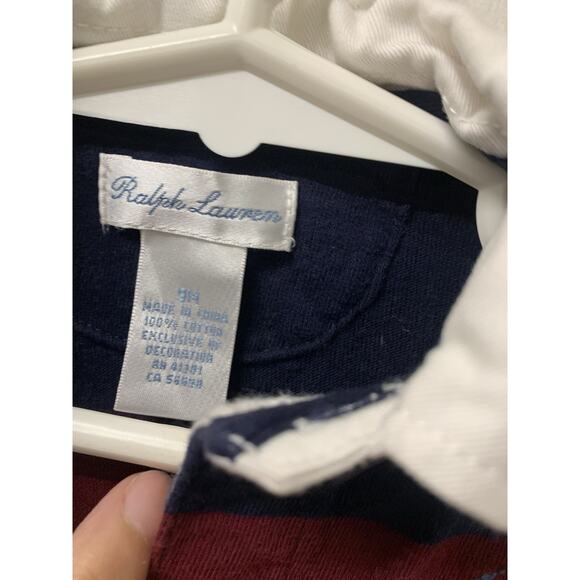 Ralph Lauren Baby Romper Rugby Stripes One Piece Pony Logo Size 9 - Picture 3 of 7